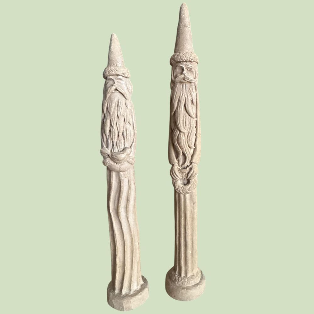Lot of 2 Jim Shore Pencil Santa Figurines Tall Folk Art Christmas Enesco